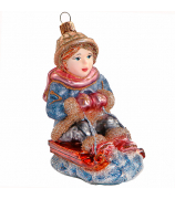 Ёлочная игрушка «Мальчик на санях»