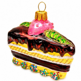 Елочная игрушка «Праздничный кусочек торта», 6х6,5х4,5 см