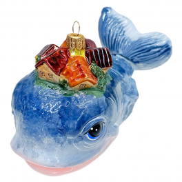 Стеклянная ёлочная игрушка «Чудо-Юдо Рыба-Кит», 8,5х14,5 см
