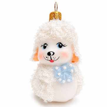 Елочная игрушка из стекла «Пушистый барашек», 7,5х5 см