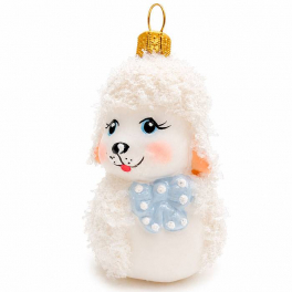 Елочная игрушка из стекла «Пушистый барашек», 7,5х5 см