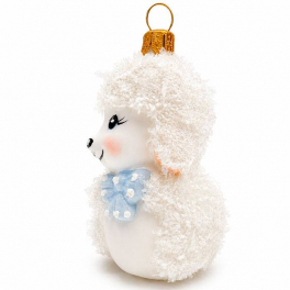 Елочная игрушка из стекла «Пушистый барашек», 7,5х5 см