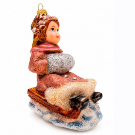 Стеклянная ёлочная игрушка «Зимняя прогулка», 10х8х6 см