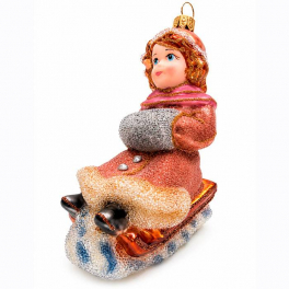 Стеклянная ёлочная игрушка «Зимняя прогулка», 10х8х6 см