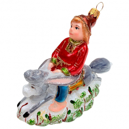 Ёлочная игрушка из стекла «Иван и Конёк-Горбунок», 14х16 см