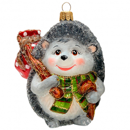Стеклянная ёлочная игрушка «Ёжик с котомкой», 10х9х7 см