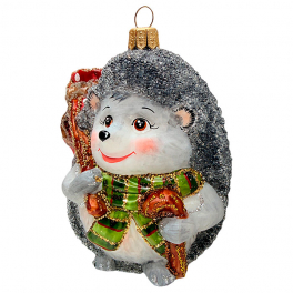 Стеклянная ёлочная игрушка «Ёжик с котомкой», 10х9х7 см