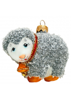 Ёлочная игрушка «Серый барашек с колокольчиком»