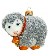 Ёлочная игрушка «Серый барашек с колокольчиком»
