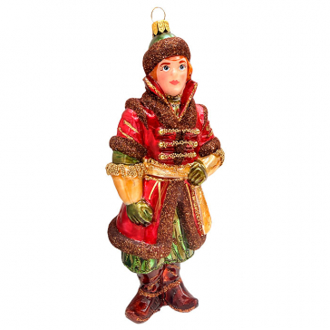 Елочная игрушка ручной работы «Царевич в бордовом кафтане», 17х7,5х5,5 см