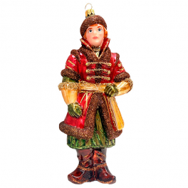 Елочная игрушка ручной работы «Царевич в бордовом кафтане», 17х7,5х5,5 см