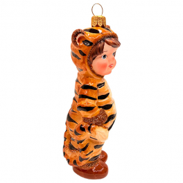 Елочная игрушка ручной работы «Мальчик в костюме тигра», 12х5,5х4 см