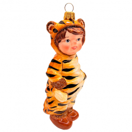 Елочная игрушка ручной работы «Мальчик в костюме тигра», 12х5,5х4 см