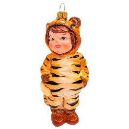 Елочная игрушка ручной работы «Мальчик в костюме тигра», 12х5,5х4 см