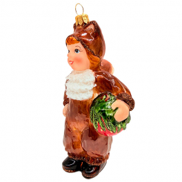 Стеклянная ёлочная игрушка «Девочка в костюме белочки», 13х7,5х6,5 см