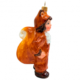Стеклянная ёлочная игрушка «Девочка в костюме белочки», 13х7,5х6,5 см