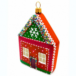 Елочная игрушка из стекла «Пряничный домик», 10х7х2,5 см