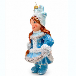 Елочная игрушка ручной работы «Девочка-снежинка», 13х6,5х6,5 см