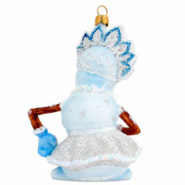 Елочная игрушка ручной работы «Снеговичка в короне», 12х7,5 см