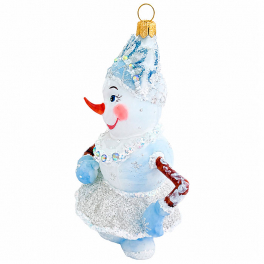 Елочная игрушка ручной работы «Снеговичка в короне», 12х7,5 см