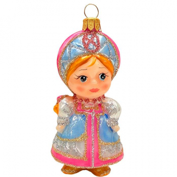 Стеклянная ёлочная игрушка «Василиса в нарядном кокошнике», 9х4 см