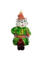 Ёлочная игрушка «Серый котофей в зелёном сюртуке»