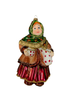 Ёлочная игрушка «Бабушка в зелёном платке с кувшином»
