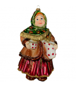 Ёлочная игрушка «Бабушка в зелёном платке с кувшином»