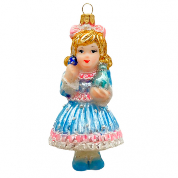 Стеклянная ёлочная игрушка «Алиса», 10,5х5 см