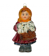 Ёлочная игрушка «Девочка с подснежниками, в оранжевом платке»