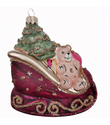 Ёлочная игрушка «Сани с подарками, красные»