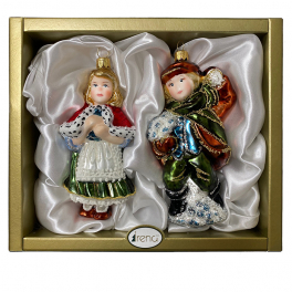 Стеклянные ёлочные игрушки в наборе «Кай и Герда»