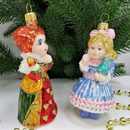 Набор из 2-х ёлочных игрушек «Алиса и Червонная Королева» в коробке