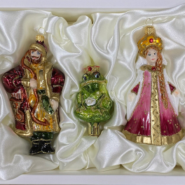 Стеклянные ёлочные игрушки в наборе «Царевна-лягушка»