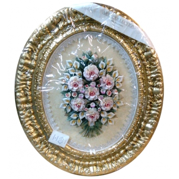 Панно овальное «Букет с розами», керамика, Италия