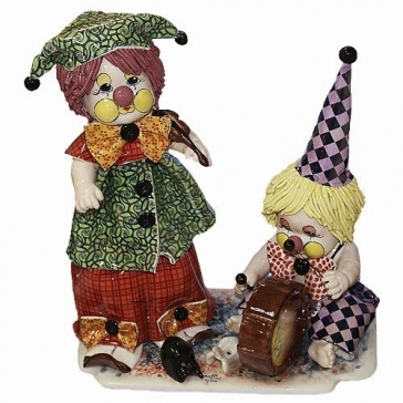 Фигурка из фарфора «Клоун-скрипач и клоун-барабанщик», Zampiva, Италия