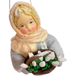 Подарочный набор с ватной ёлочной игрушкой «Девочка с подснежниками»