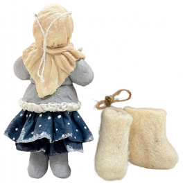 Подарочный набор с ватной ёлочной игрушкой «Девочка с подснежниками»