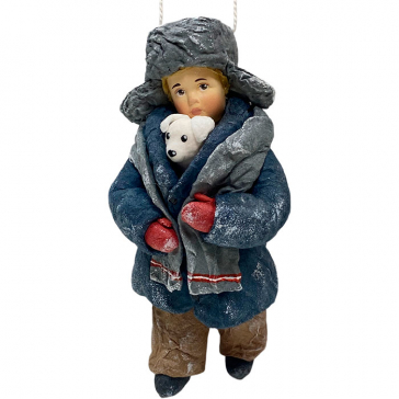 Ватная ёлочная игрушка «Мальчик со щенком», 12,5 см 