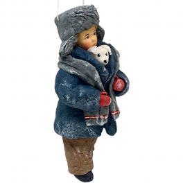 Ватная ёлочная игрушка «Мальчик со щенком», 12,5 см 