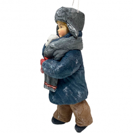 Ватная ёлочная игрушка «Мальчик со щенком», 12,5 см 
