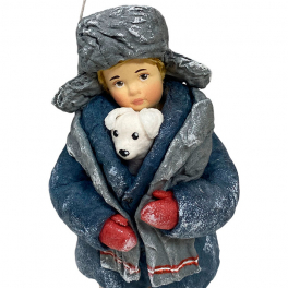 Ватная ёлочная игрушка «Мальчик со щенком», 12,5 см 