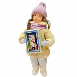 Ватная ёлочная игрушка «Девочка с подарком», 12,5 см