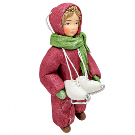 Елочная игрушка из ваты «Девочка с коньками», 12х5,5 см