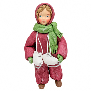 Елочная игрушка из ваты «Девочка с коньками», 12х5,5 см
