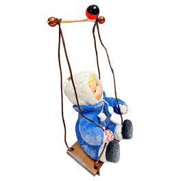 Елочная игрушка из ваты «Малыш на качелях», 11х6 см