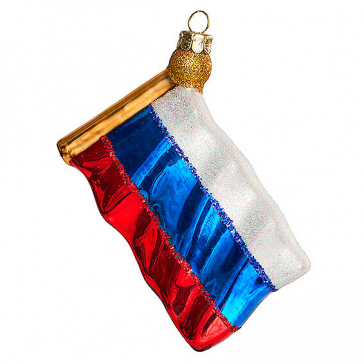 Стеклянная ёлочная игрушка «Российский флаг»